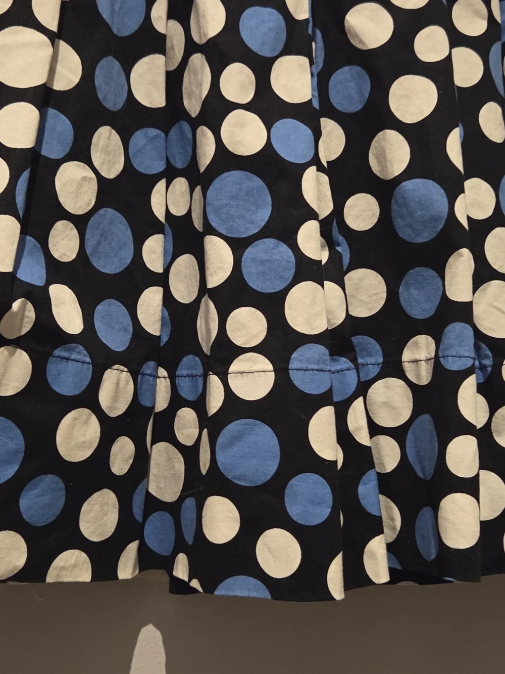 Ellen Tracy Polka Dot Pleated A-Line Skirt Blue White Black Size 2  EUC
